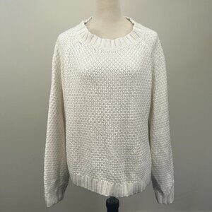 Winter White Chunky Knit Oversized Sweater Women’s XL Cottagecore Coquette Cozy